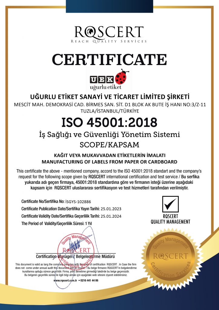 UĞURLU ETİKET ISO 45001